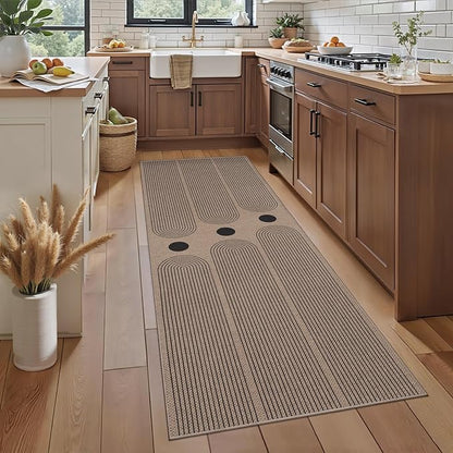 Tangsoo Rainbow Easy Jute Rug 2x6 Washable Kitchen Runner for Hallways,Non-Slip Thin Farmhouse Carpet Modern Indoor Outdoor Runner Door Mat for Porch Laundry Bedroom Entryway