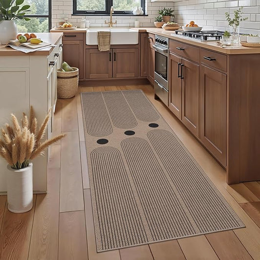 Tangsoo Rainbow Easy Jute Rug 2x6 Washable Kitchen Runner for Hallways,Non-Slip Thin Farmhouse Carpet Modern Indoor Outdoor Runner Door Mat for Porch Laundry Bedroom Entryway