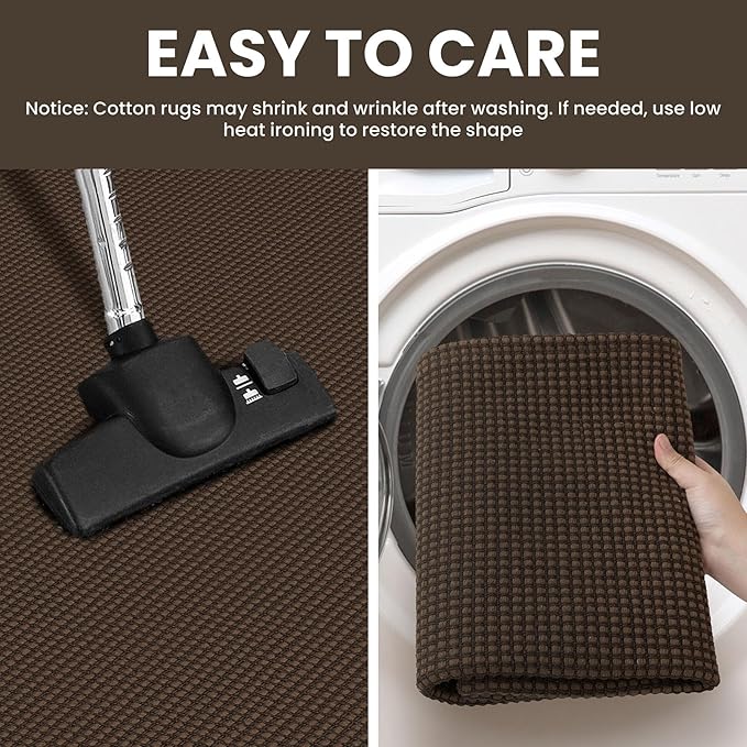 IOHOUZE Washable Area Rug 3x5 Non Slip Rubber Backed Woven Rugs for Entryway Rugs Indoor Outdoor Doormat Throw Rug Floor Carpet for Entrance Kitchen Front Door, Brown
