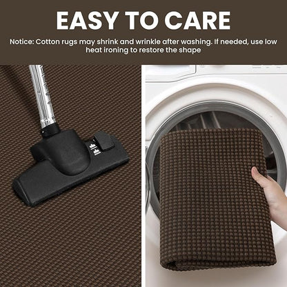 IOHOUZE Washable Area Rug 3x5 Non Slip Rubber Backed Woven Rugs for Entryway Rugs Indoor Outdoor Doormat Throw Rug Floor Carpet for Entrance Kitchen Front Door, Brown