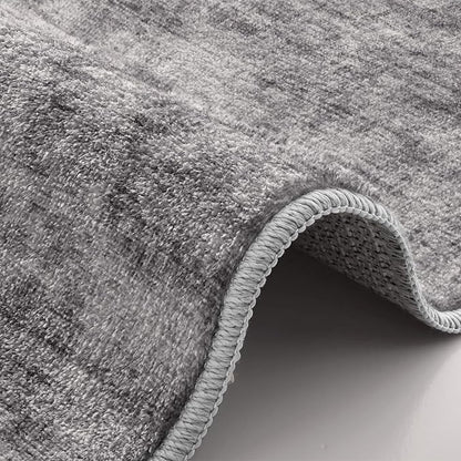 LUMI 8x12 Washable Area Rug for Living Room, Ultra Soft Modern Neutral Grey Rugs Non Slip with Rubber Backing, Low Profile, High Traffic, Stain Resistant Carpets, Ideal for Bedroom, Dining Room