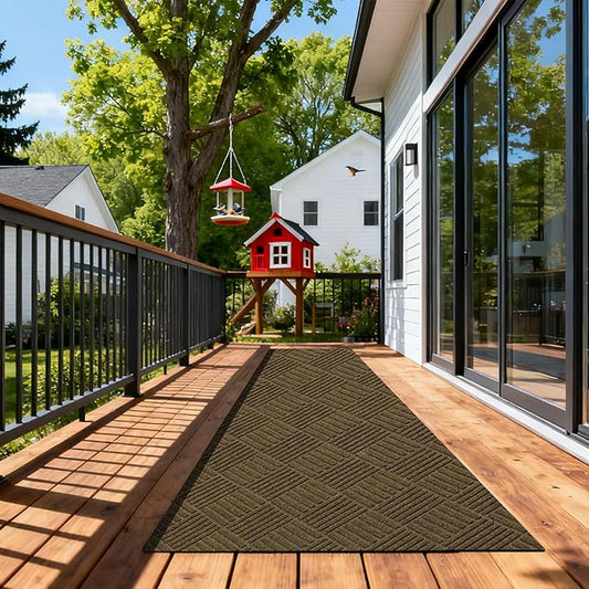 jxgzyy Runner Rug 3'11" x 9'10", Commercial Front Door Mat, Heavy Duty Indoor Outdoor Doormat, Outdoor Mats for Entrance, Non-Slip Entry Mat for High Traffic Area