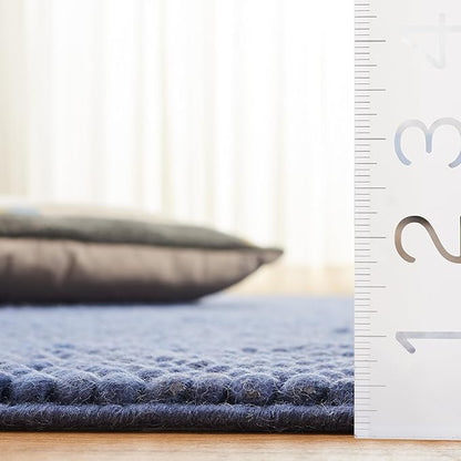 SAFAVIEH Natura Collection Runner Rug - 2'3" x 10', Navy & Blue, Handmade Wool Blend, Textured Design, Ideal for Hallway, Bedroom, Foyer (NAT620M)