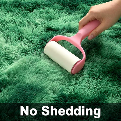 Large Shag Area Rugs 5 x 8, Plush Fuzzy Rugs for Living Room, Ultra Soft Fluffy Furry Rug for Bedroom, Indoor Carpet Nursery Rugs for Kids Room Home Decor, Tie-Dyed Emerald Green