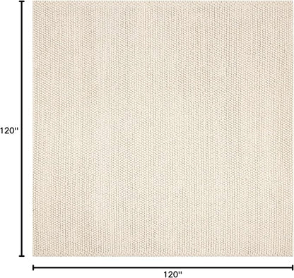 SAFAVIEH Natura Collection Area Rug - 10' Square, Ivory, Handmade Wool Blend, Textured Design, Ideal for Living Room, Bedroom, Dining Space (NAT620A)