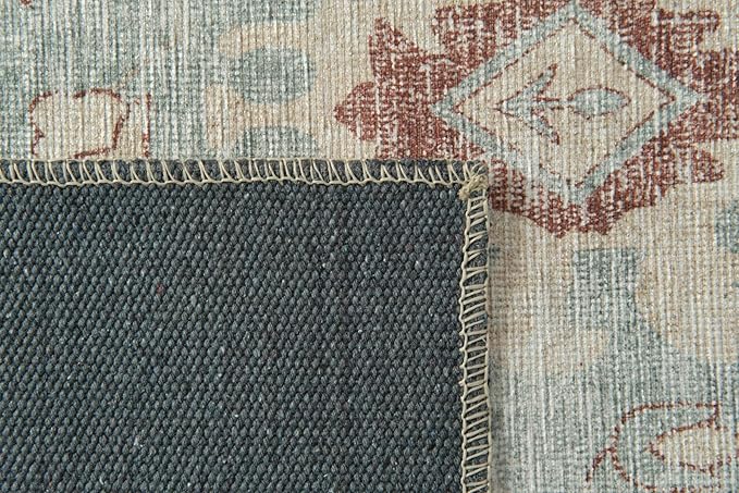 Revival Rugs Nimbus 5'x8' Zero-Shedding Area Rug for Living Room Bedroom - Oeko-TEX Certified, Low Pile, Spot Clean, Aqua, Blue