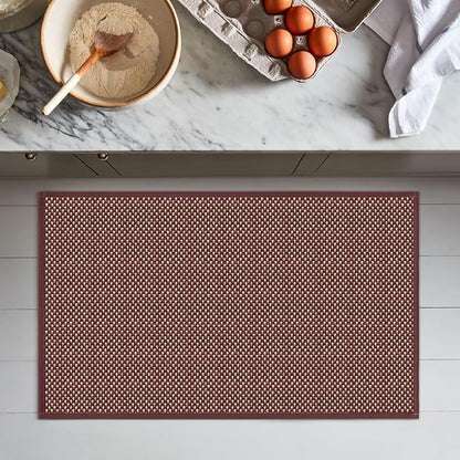 Artoid Mode Washable Non Slip Rubber Backing Kitchen Rugs Red Doormat, Absorbent Kitchen Floor Mats Front of Sink Kitchen Mats for Floor Home Decor 17x29 Inch