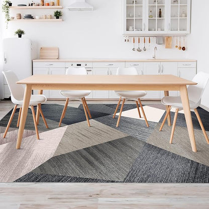 HOMFINE Washable Modern Area Rug - Geometry Style 4x6 Rugs for Living Room, Bedroom, Machine Washable Rug Soft Non Slip Non Shedding Area Rug - Green, 4'x6'