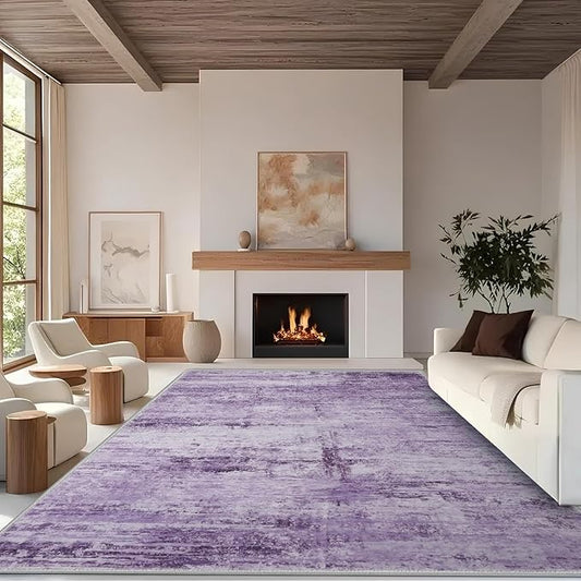 Abstract 9x12 Area Rug for Living Room Dining Room Home Office Bedroom Purple Grey