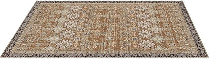 VEVOR 6 x 9 ft Area Rug Large Washable Rug Non-Slip and Tear-Resistant Soft Carpet Pet & Child Friendly Vintage Area Rugs Indoor Mat for Bedroom Living Room Kids Room Entryway Brown Green