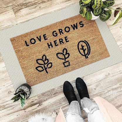 EARTHALL Woven Area Rug 2x3 Ft Washable Rugs for Entryway Braided Throw Rugs with Rubber Backing Door Mat Indoor Outdoor Entrance Small Cotton Woven Rug for Kitchen Foyer Front Door, Cream/Grayish