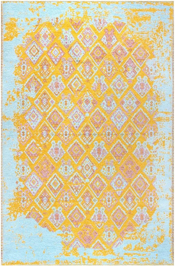Alfa Rich 5x8 Pink Orange Teal Reversible Washable Area Rugs for Living Room Bedroom Kitchen Rug