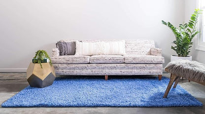 Unique Loom Solid Shag Collection Area Rug (2' 2" x 3' 1" Rectangle, Periwinkle Blue)