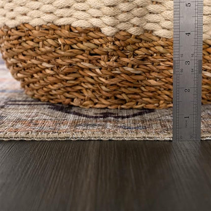 Bloom Rugs Washable 3' x 5' Rug - Orange/Blue/Beige Traditional Area Rug for Living Room, Bedroom, Dining Room, and Kitchen - Exact Size: 3' x 5'