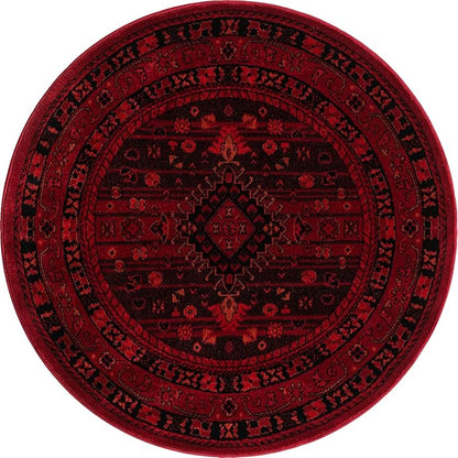 Unique Loom Tekke Collection Area Rug - Sheibani (3' 3" Round, Red/ Black)