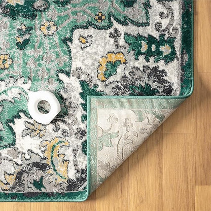 LUXE WEAVERS Moroccan Green 4x5 Medallion Area Rug for Living Rooms