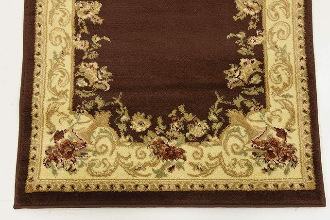 Unique Loom Versailles Collection Traditional Classic Floral Motif Area Rug (2' 7 x 10' 0 Runner, Brown/ Ivory)