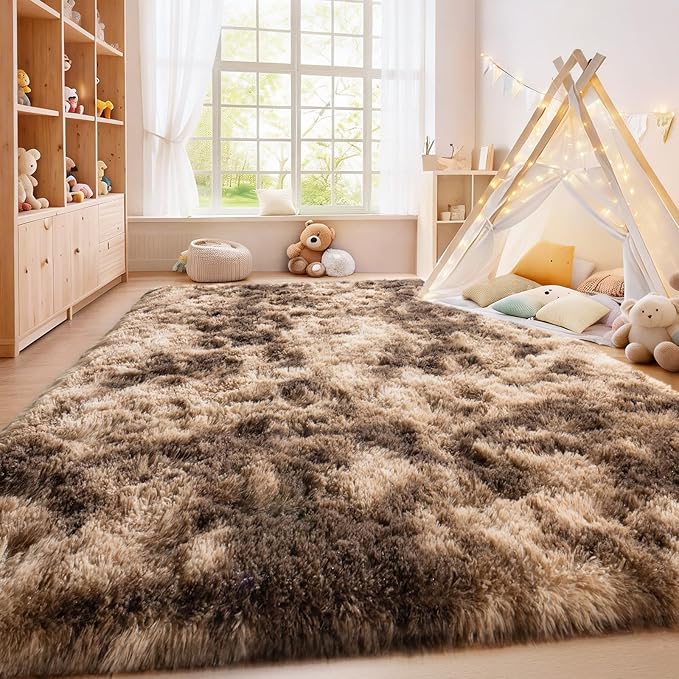 Fluffy Rug for Living Room, Furry Carpet for Teen, Shaggy Carpet for Nursery Room, Hot Pink Fuzzy Plush Rug for Dorm, Shag Rug 9x12 Feet