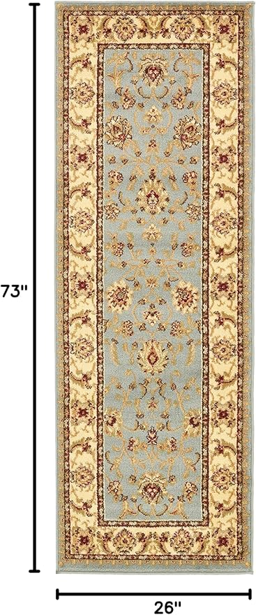 Unique Loom Voyage Collection Traditional Oriental Classic Intricate Design Area Rug (2' 2 x 6' 0 Runner, Light Blue/Gold)