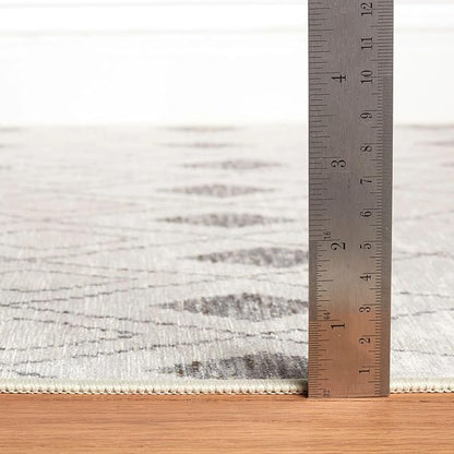 Dash & Albert Chandler Ivory Machine Washable Rug, 6 X 9 Feet, Ivory Geometric Pattern