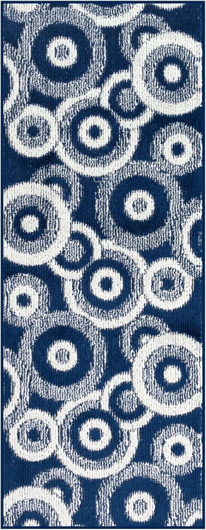 25 ft Extra Long Blue Hallway Runner Rug | Non-Slip & Machine Washable | Custom Cut to Size 2'3" x 25' (Runner) | REMNAZ