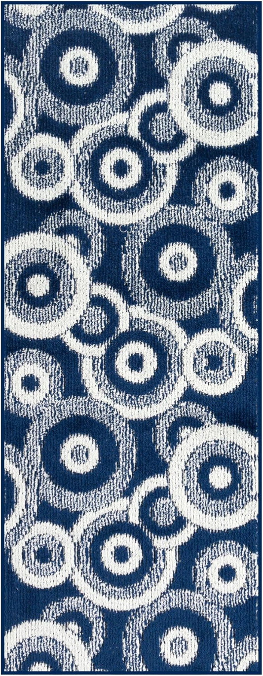 Custom Size Blue Hallway Runner Rug | Cut to Length 2'3" x 10' (Runner) | Non-Slip & Machine Washable | REMNAZ