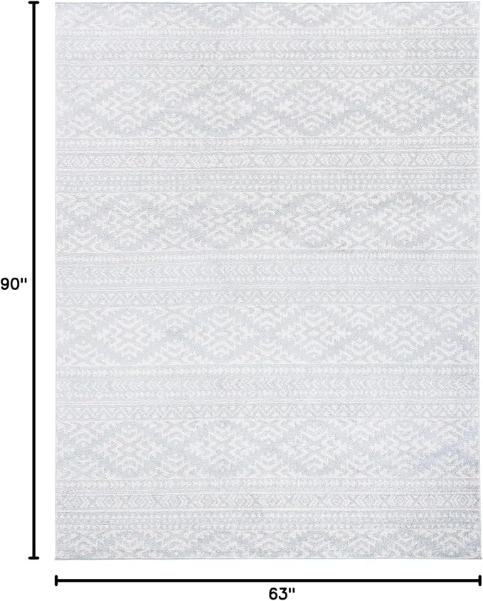 SAFAVIEH Tulum Collection Area Rug - 5'3" x 7'6", Light Grey & Ivory, Moroccan Boho Tribal Design, Non-Shedding & Easy to Clean, Ideal for Living Room, Bedroom, Dining Space (TUL272F)