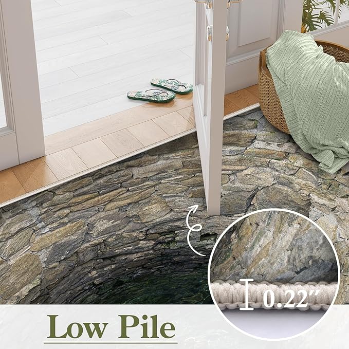 3D Hole Area Rug for Bedroom, 5x8ft, Visual Illusion Stone Cave Trap Design Home Decorative Rugs, Breathable Anti Skid Dirty Resistant Washable Soft Large Carpets for Family Indoor