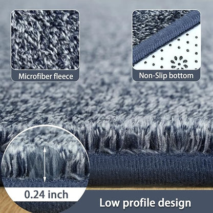 AROGAN Small Washable Area Rugs for Bedroom, 2×4 Runner Rug with Memory Foam for Hallway, Non Slip Fluffy Carpet Indoor Rug Runner for Kitchen, Bedside, Entryway Bathroom Home Decor, Navy Blue