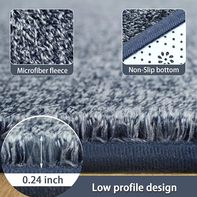 AROGAN Washable 4×6 Bedroom Rug, Modern Area Rugs with Soft Memory Foam for Living Room, Minimalist Non-Slip Indoor Floor Carpet for Dining Room Office Kids Playroom Decor, Navy Blue