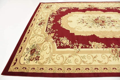 Unique Loom Versailles Collection Traditional Classic Floral Motif Area Rug (9' 0 x 12' 0 Rectangular, Burgundy/ Ivory)