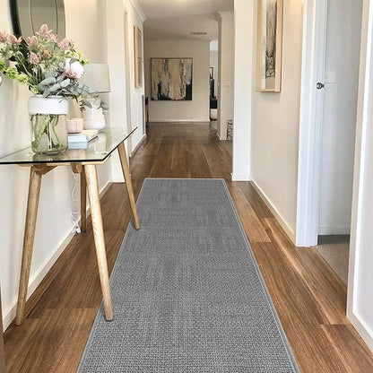 GOYLSER 6ft Kitchen Runner Rugs Non Skid Washable, Rubber Backed Absorbent Jute Kitchen Rug Carpet Sink Mat Non Slip, Grey