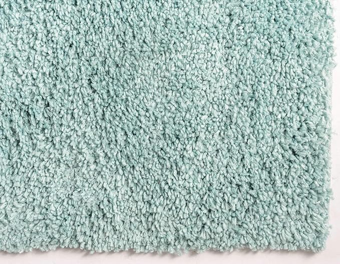 Unique Loom Davos Shag Collection Area Rug - Solid (7' 10" Square, Aqua)