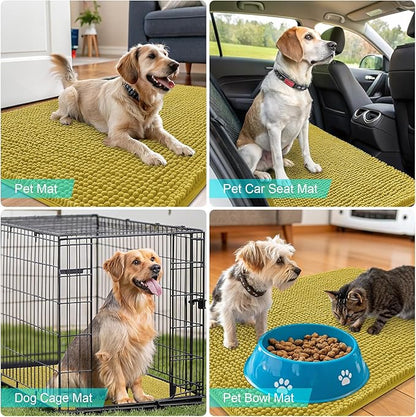 OLANLY Dog Door Mat for Muddy Paws 24x16, Absorbs Moisture and Dirt, Absorbent Non-Slip Washable Doormat, Quick Dry Chenille Mud Mat, Entry Indoor Entryway Carpet for Inside Floor, Mustard Yellow