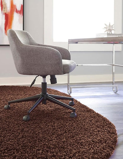 Unique Loom Solid Shag Collection Area Rug (5' 1" x 8' Oval, Chocolate Brown)