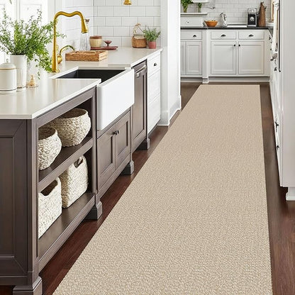 EARTHALL Extra Long Runner Rug 3x16 Ft Washable Runners for Hallways Cotton Non Slip Entryway Runner Braided Kitchen Runner Indoor Outdoor Carpet Runners for Hotels, Hall, Stair, Send/Beige