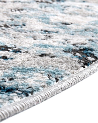 Rugs.com Leipzig Collection Rug – 5x8 Oval Blue Low-Pile Rug Perfect for Living Rooms, Large Dining Rooms, Open Floorplans