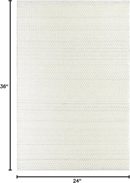 Mark&Day Wool Rugs, 2x3 Precious Solid and Border Cream/Light Slate Area Rug, Cream Grey Carpet for Living Room, Bedroom or Kitchen (2' x 3')