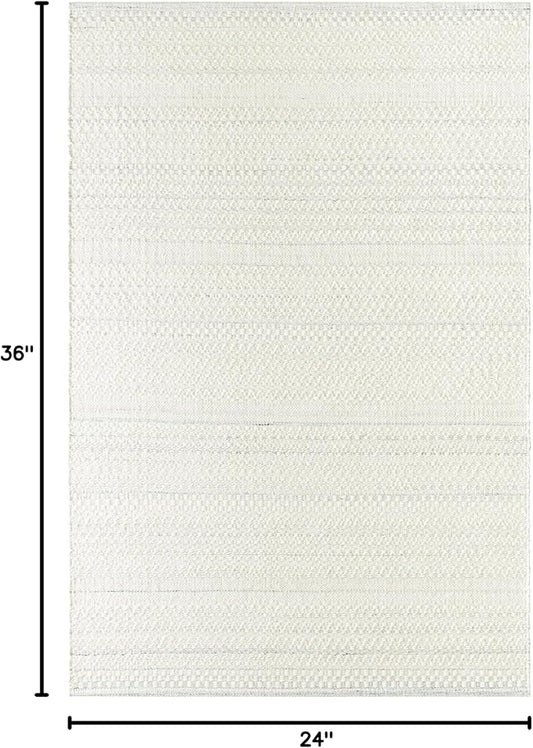 Mark&Day Wool Rugs, 2x3 Precious Solid and Border Cream/Light Slate Area Rug, Cream Grey Carpet for Living Room, Bedroom or Kitchen (2' x 3')