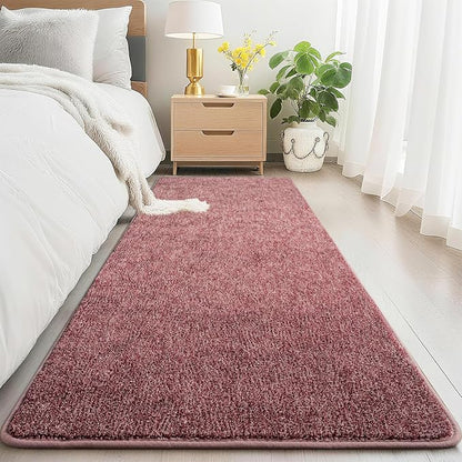 HQAYW 2x6 Soft Runner Rug for Hallways, Thickened Memory Foam Small Throw Bedside Rugs for Bedroom Living Room, Low Pile Washable Non Slip Carpet for Teens Kids Nursery Dorm Decor, Dark Red