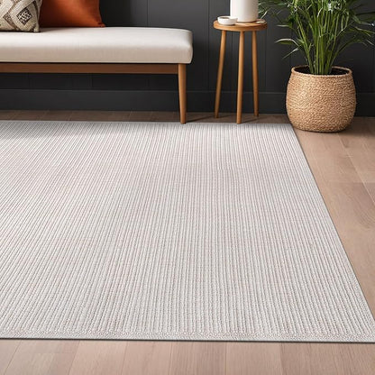 Beverly Rug Easy Jute Off White Rug 8x10 Solid Washable Durable Outdoor Indoor Area Rugs for Living Dining Room Patio Office Stain Resistant Non Shedding Casual Indoor Outside Carpet 8 x 10 Off-White