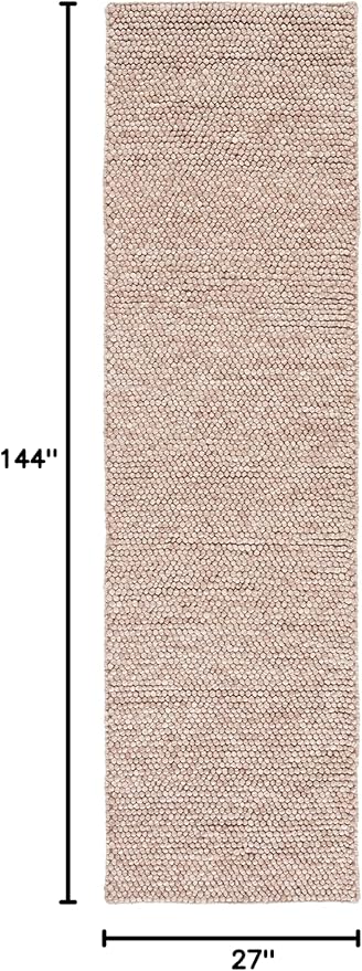 SAFAVIEH Natura Collection Runner Rug - 2'3" x 12', Brown, Handmade Wool Blend, Textured Design, Ideal for Hallway, Bedroom, Foyer (NAT620T)