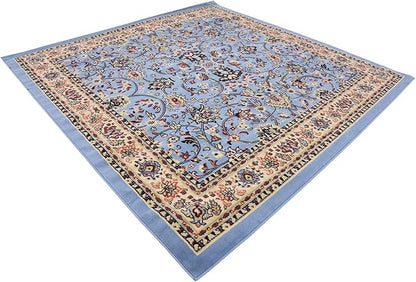 Unique Loom Sialk Hill Collection Area Rug - Washington (8' Square Light Blue/Navy Blue)