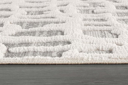 Beverly Rug Micro Loop Area Rug Gray/White 6x9 Abstract Modern Luxury Irregular Grid Durable Soft Indoor Rugs for Living Dining Room Office Stain Resistant Non Shedding Casual Indoor Carpet 6 x 9