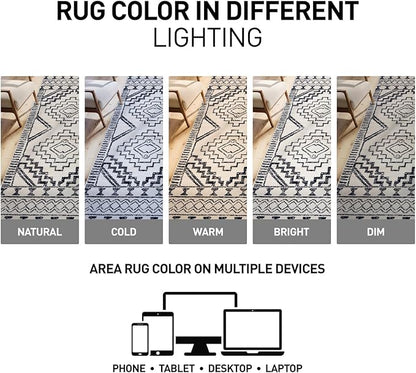 Rugshop Cream and Black Southwestern Tribal Area Rug – Boho Geometric Diamond Pattern Carpet for Living Room, Bedroom, or Entryway – Soft Modern Rustic Floor Décor 2' 3" x 8' Runner Cream