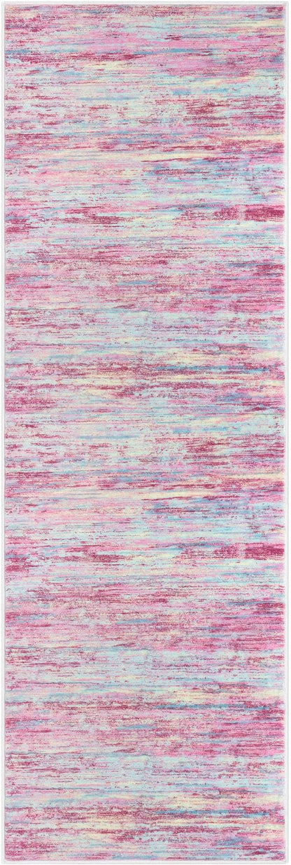 2x6 Modern Abstract Runner Rug for Hallways, Pink Colorful Super Soft Hallway Decor Kitchen Rugs with Non-Slip, Non-Shedding Washable Rug for Entryway Bedroom Indoor