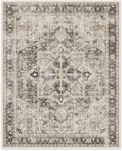 RUGGABLE Washable Vintage Area Rug – Kamran Hazel 8x10, Stain-Resistant, Non-Slip – Large Machine Washable Rugs for Living Room, Bedroom, Hallway, Entryway & Office–with Standard Pad