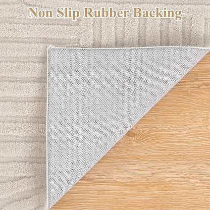 Pauwer 4x6 Washable Area Rugs for Living Room Modern Beige Solid Color Soft Fluffy Rugs for Bedroom Non Slip Boho Accent Indoor Mat Floor Carpet Cover for Kids Room Dining Room Kitchen Office, Beige