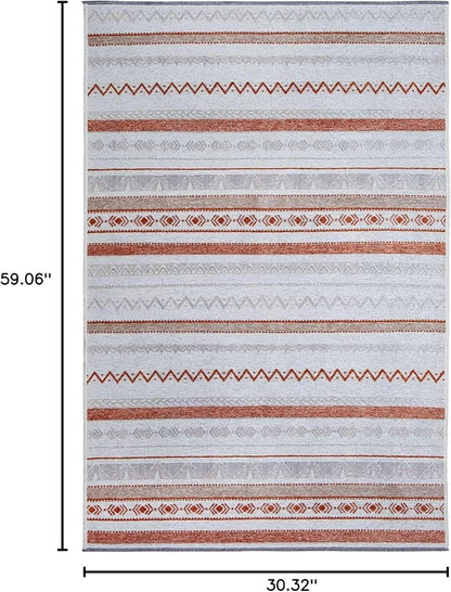 Alfa Rich 3x5 Beige Terracotta Washable Area Rugs for Living Room Bedroom Kitchen Cotton Runner