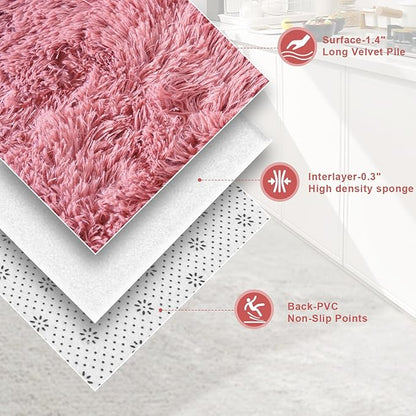 Blush Fluffy Area Rugs for Living Room, Soft Shaggy Carpets for Living Room, Upgrade Anti-Skid Fuzzy Rugs for Kids' Room, Perfect Decor for Modern Home 5x7 Feet